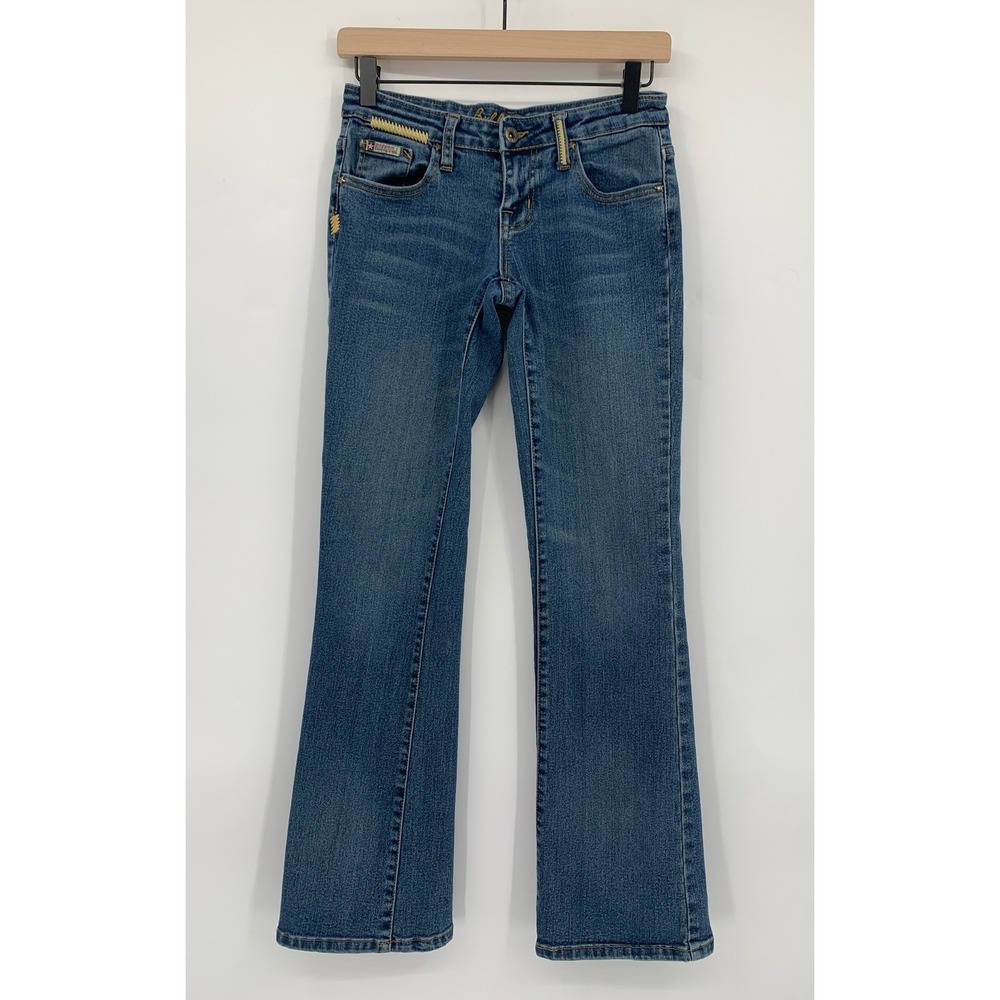 Vintage Bubblegum Jeans Womens 3/4 Blue Low Rise Bootcut Y2K Denim Pants 27"‎